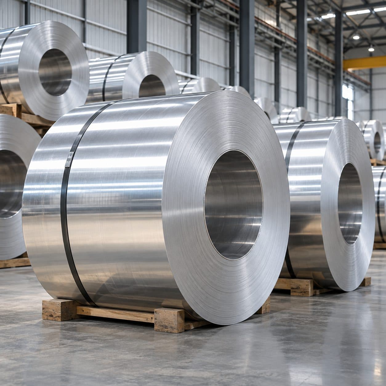 Aluminium coils in store
